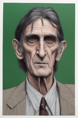 young Harry Dean Stanton, colored pencil and ink on lined paper,