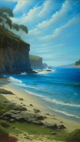 A blue beach near a cove painted by Francis Danby