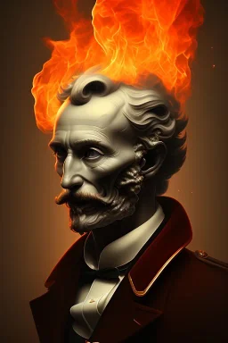 gentleman , Fire theme art, Dark moody night atmosphere, Michelangelo, 8K, anatomically perfect face, ignore NSFW, dark red,london