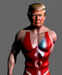 Donald trump, wrestler, color breeches, suspenders, retro style, 80s, hot ambient, photo studio, red, gold, vibrant color, gradient, highly detailed, art stations, concept art, smooth, unreal engine 5, god rays, ray tracing, RTX, lumen lighting, ultra detail, volumetric lighting, 3d, finely drawn, high definition, high resolution.