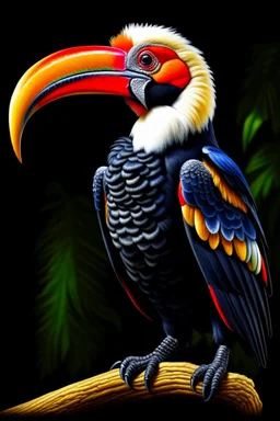 hornbill bird full body, digital art, photo, illustration, digital painting,oil painting, smooth, sharp focus, highly detailed, real bird, Bucerotidae