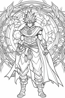 outline art An evolved Cosmic Superman .Naruto cinematic lighting, high resolution 3D render art coloring pages with witch, white background, Sketch style, full body, use outline, Mandala style, clean line art, white background, no shadows and clear and well