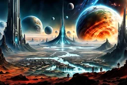 The most amazing scene ever created. Fantasy art, Sci-Fi themes. Technological utopia. Another Planet. Timeless dimensions. Energy radiating everywhere. a Masterpeiece