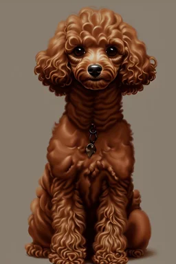 a small brown poodle with curly fur, high quality, highres, gif, on a dark background