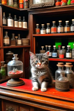 Kitten in apothecary
