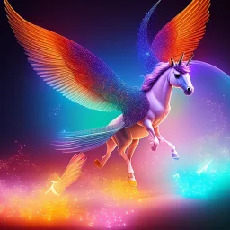 unicorn with glowing wings, glowing soft and smooth wings, shadow, abstract surreal fantasy art, highly detailed, intricate patterns on wings, soft studio lighting, smooth dark blue background 64k