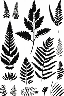 fern logo, minimal vector style, black in white background
