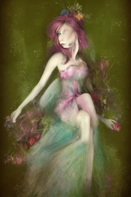 Portrait lady, full body shot, full-color long shot style of springfairycoquette