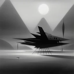 Dark night figure fog odd Yves Tanguy spooky