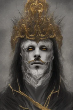 Realistic anime black metal corpsepaint god with golden crown