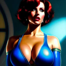 Drawing of beautiful face,'beautiful,Busty fit Sexy Vault Woman- Fallout 4 ',intense stare, ancient blue skintight suit, balanciaga fashion clothe painting by gaston bussiere, greg rutkowski, yoji shinkawa, yoshitaka amano, tsutomu nihei, donato giancola, tim hildebrandt,KyuYong Eom,Ren Wei Pan Oil on canvas, cinematic composition, extreme detail,fit full head inside picture,16k