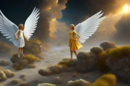 2 angels, heaven, surreal, 8k quality