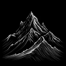 draw a white mountain with black background