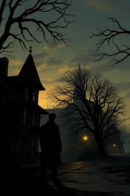 Here’s a scene with dialogue for Kent Steng and Nathan Bryt’s first meeting: Scene: The Dark Hollow Mansion, Dusk Kent Steng, exhausted from hours of working on the mansion’s decaying structure, steps outside for a moment of fresh air. The sun is dipping below the horizon, casting long, eerie shadows across the empty streets of Dark Hollow. The wind rustles through the overgrown trees, making the old buildings groan as if they, too, are alive.