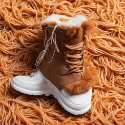 spaghetti bolognese-lined fur boots