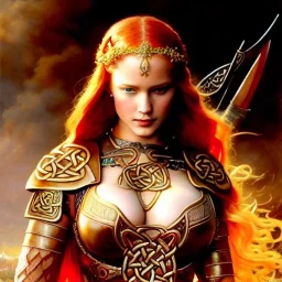 portrait 'beautiful Sexy busty Redhead Sif',Braids, celtic tattoed,painting by gaston bussiere, greg rutkowski, yoji shinkawa, yoshitaka amano, tsutomu nihei, donato giancola, tim hildebrandt, oil on canvas, cinematic composition, extreme detail,fit full head inside picture,32k