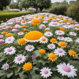 a large group of erantis in a flower bed where the flowers are made like fried egg