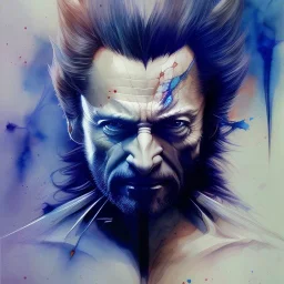 Wolverine, watercolor illustration by <agnes cecile> <Yoji Shinkawa> darkblue tones,intricate detail , soft smooth lighting, soft pastel colors,