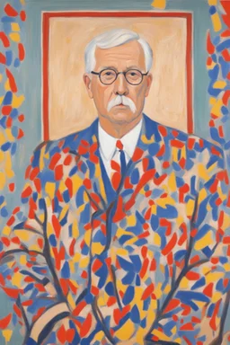 blonde germanic 60 year old male politician portrait by matisse