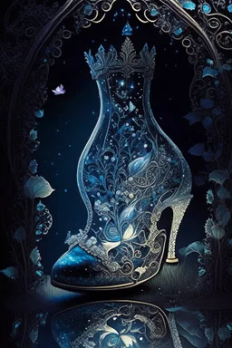 dark fantasy, intricate cover, a whimsical fairytale, glass slipper