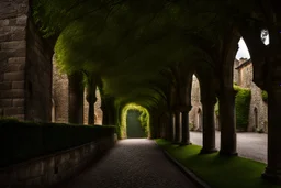 castle laneway over arched with trees