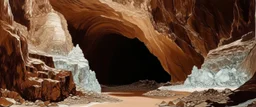 A brown gorge with crystals painted by Andy Warhol
