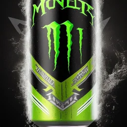 Bottle of monster Energy drink, with black background