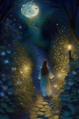 As she walked along the cobblestone path, Lily discovered that the night held a secret enchantment. Moonbeams danced through the leaves, casting ethereal shadows on the ground. The nocturnal creatures serenaded her with their melodic songs, and the scent of wildflowers filled the air
