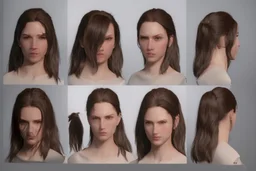 Female characters design mode sheet often have softer curves and a more hourglass figure. Consider the proportions of the bust, waist, and hips to create a feminine silhouette. full anatomy with modern cloth like jeans and t shirt.
