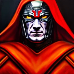 ultra detailed fullbody Portrait in oil on canvas of Magneto wearing Red metal Armor , extremely detailed digital painting, extremely detailed face,crystal clear Big Glowing eyes, mystical colors , perfectly centered image, perfect composition, rim light, beautiful lighting, 8k, stunning scene,extremely sharp detail, finely tuned detail, ultra high definition raytracing, in the style of robert e howard and pablo oliveira and Ken Kelley and Ohrai Noriyoshi and Simon Bisley and tom