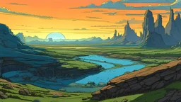 A early evening landscape moebius style