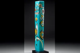 A cyan ice wand designed in Pacific Northwest totem poles painted by Wassily Kandinsky