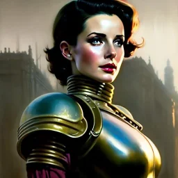 Drawing of beautiful face,'beautiful,Busty Cait(Fallout4)',Sexy stare, ancient skintight armor, balanciaga fashion clothe painting by gaston bussiere, greg rutkowski, yoji shinkawa, yoshitaka amano, tsutomu nihei, donato giancola, tim hildebrandt, Oil on canvas, cinematic composition, extreme detail,fit full head inside picture,16k