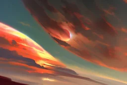 red exoplanet in the horizon, stars, stream, clouds, fantasy, sci-fi, hd.