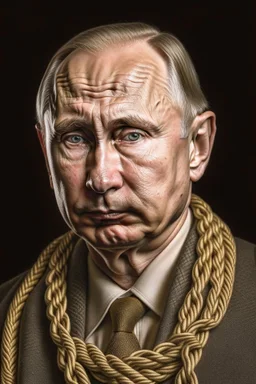 4K full realism, Vladimir Putin with a rope around his neck