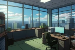 office without people, anime