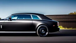 ultimate black rolls royce with Fire Livery, Rear View, 4K, Ultra Detailed