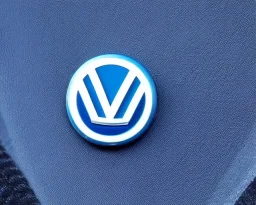 vw logo badge blue futuristic