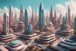 photorealistic view of a futuristic city in the style of wes anderson, 8k, finecraft