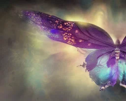 Beautiful mystical butterfly portrait, dark fantasy, romanticism, acrylic paint, chinese painting, magazine, highly detailed, ethereal, otherworldly, backlighting, rays of shimmering light, persian empire, artstation, silver, purple, black, teal, aqua, yellow, olive, vibrant, intricate,