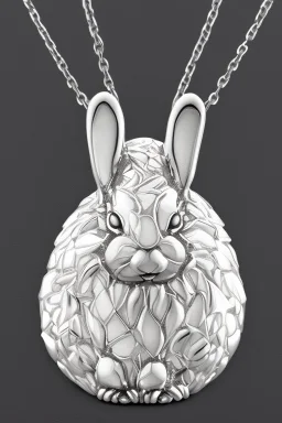 White gold rabbit necklace back white