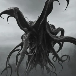 Cthulhu vertical black and grey realistic