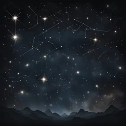 constellations on a night sky, glowing stars, high resolution, black background