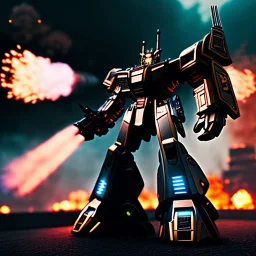 Transformer autobot in Attacked by others transformers decepticons , holding a gun, BK complex detail, cinema, reality, detail, octane rendering, stoic cinematic 4k epic detailed photograph shot on kodak detailed bokeh cinematic hbo dark moody 8k, 85mm f/16 by leica and Lospronkos