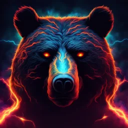 neon, abstract, amazing shadow and lightning, 4k, cinematic, glowing eyes, cosmic, face, dream, space, stars, amazing, art, glowing, fire, fantasy, crazy, ultimate, club, insane, digital painting, watercolor, bear, pagan, runes