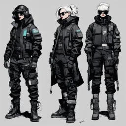 Cyberpunk techwear rough concepts by Andy Warhol