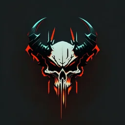 minimalistic cyberpunk demon skull logo