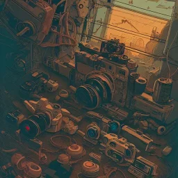 Camera., concept art, hyper detailed, asaf hanuka, dan mumford, kilian eng, post-apocalyptic, oil on canvas