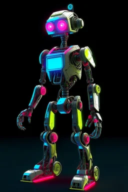 robot biped, neon, techno