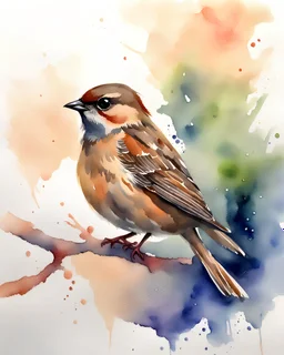 sparrow, watercolor